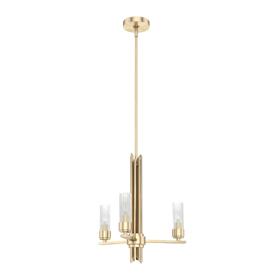 Hunter Gatz 3-Light Satin Gold Modern/Contemporary Led Chandelier, photo 2 of 8