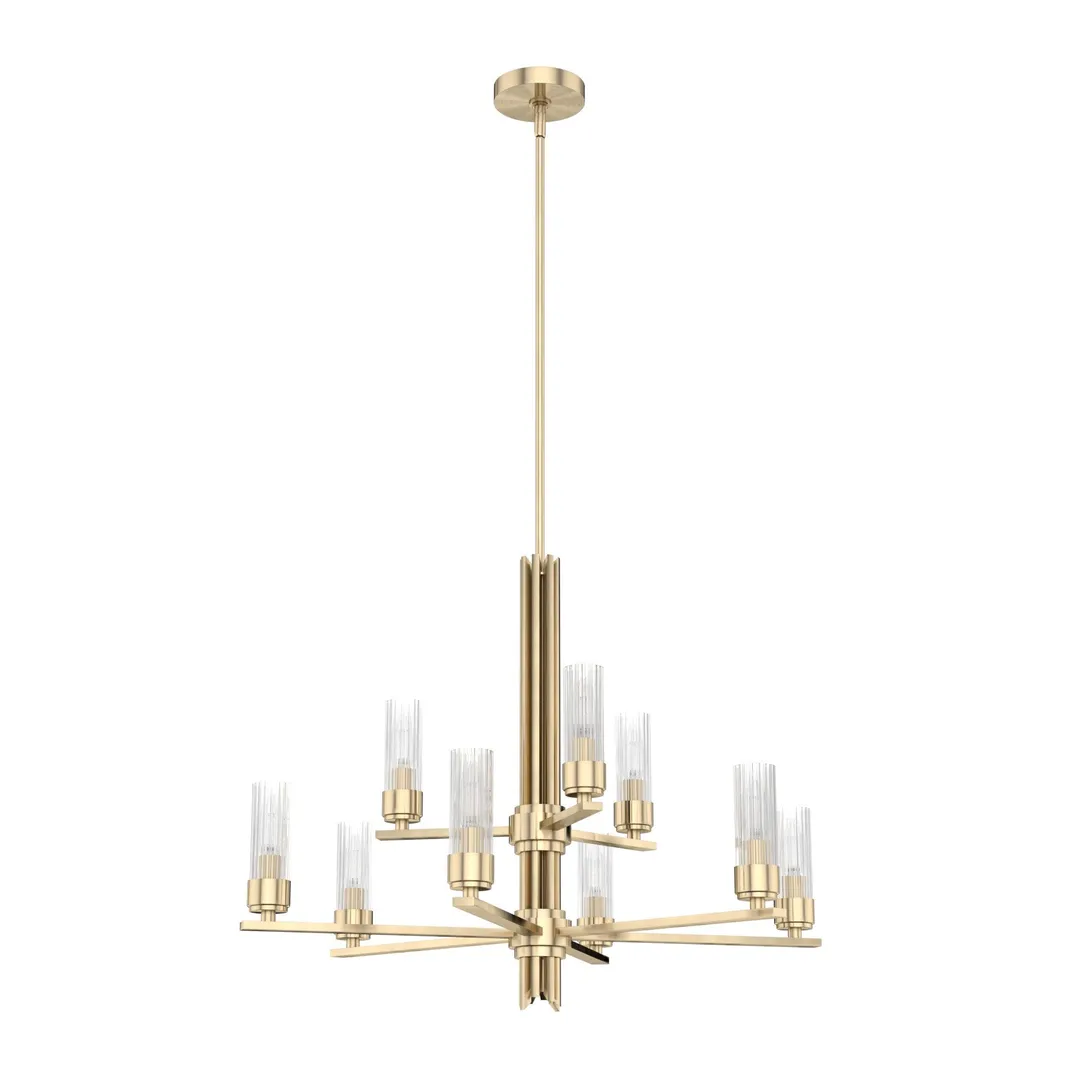 Hunter Gatz 9-Light Satin Gold Modern/Contemporary Led Chandelier, photo 2 of 9
