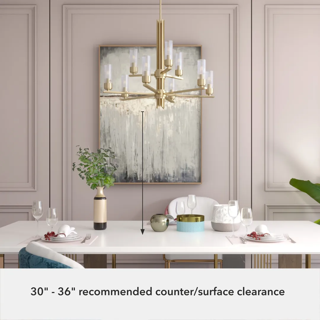 Hunter Gatz 9-Light Satin Gold Modern/Contemporary Led Chandelier, photo 6 of 9