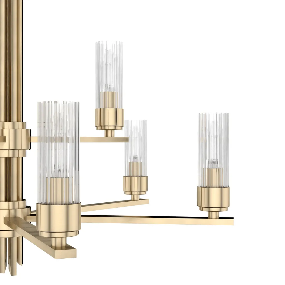 Hunter Gatz 9-Light Satin Gold Modern/Contemporary Led Chandelier, photo 7 of 9