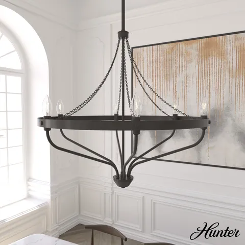 Merlin 6-Light Satin Bronze Industrial LED Chandelier