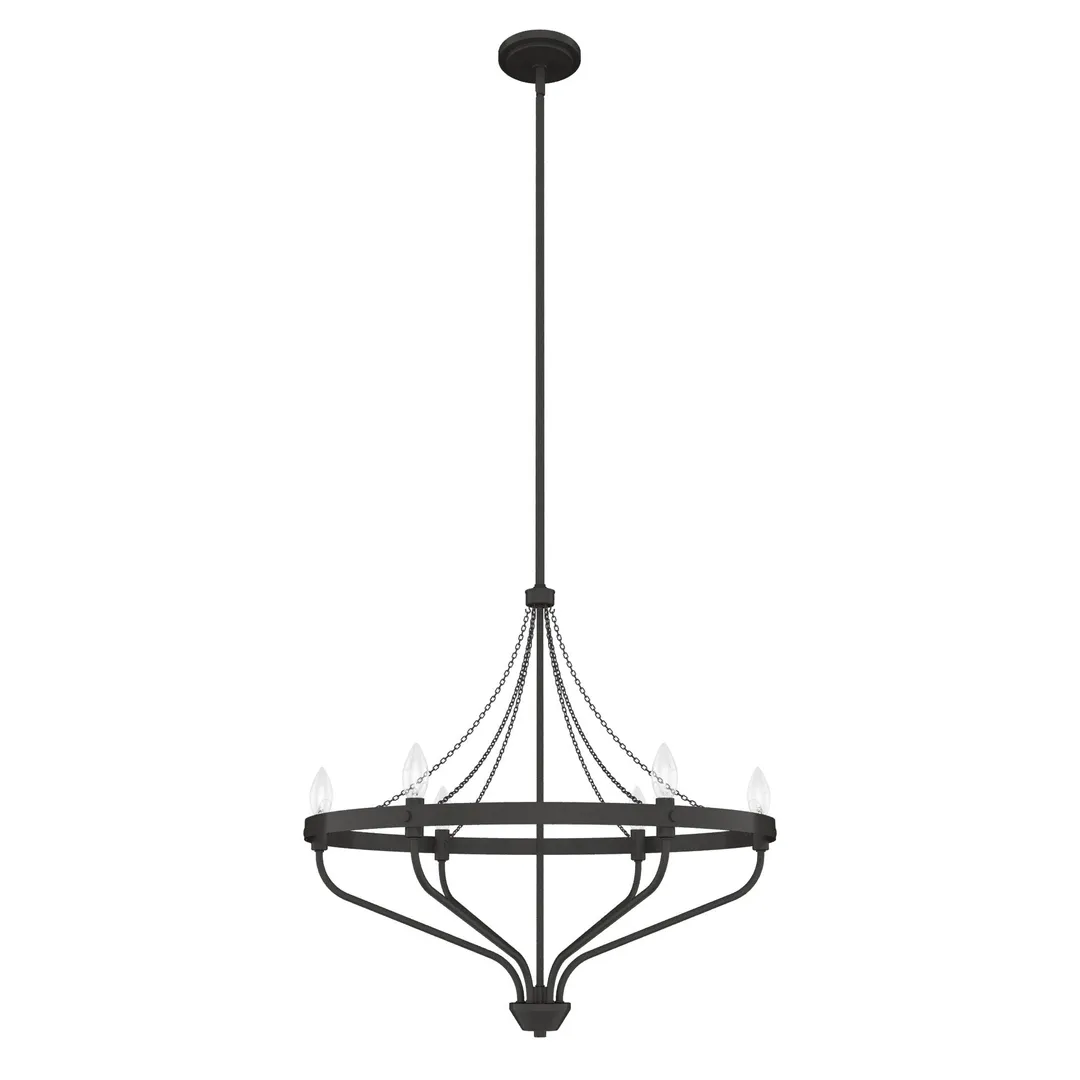 Hunter Merlin 6-Light Satin Bronze Industrial Led Chandelier, photo 2 of 9