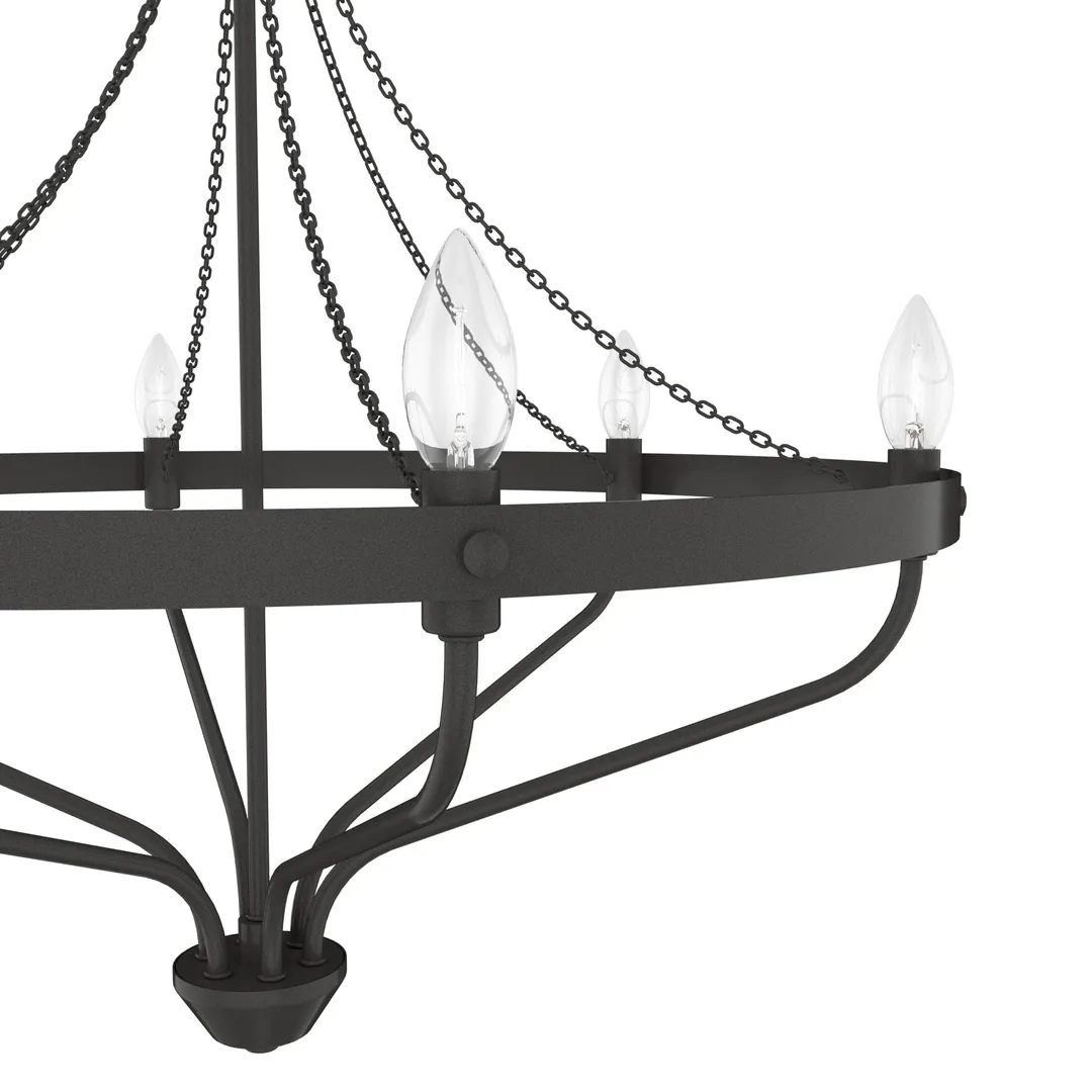 Hunter Merlin 6-Light Satin Bronze Industrial Led Chandelier, photo 7 of 9