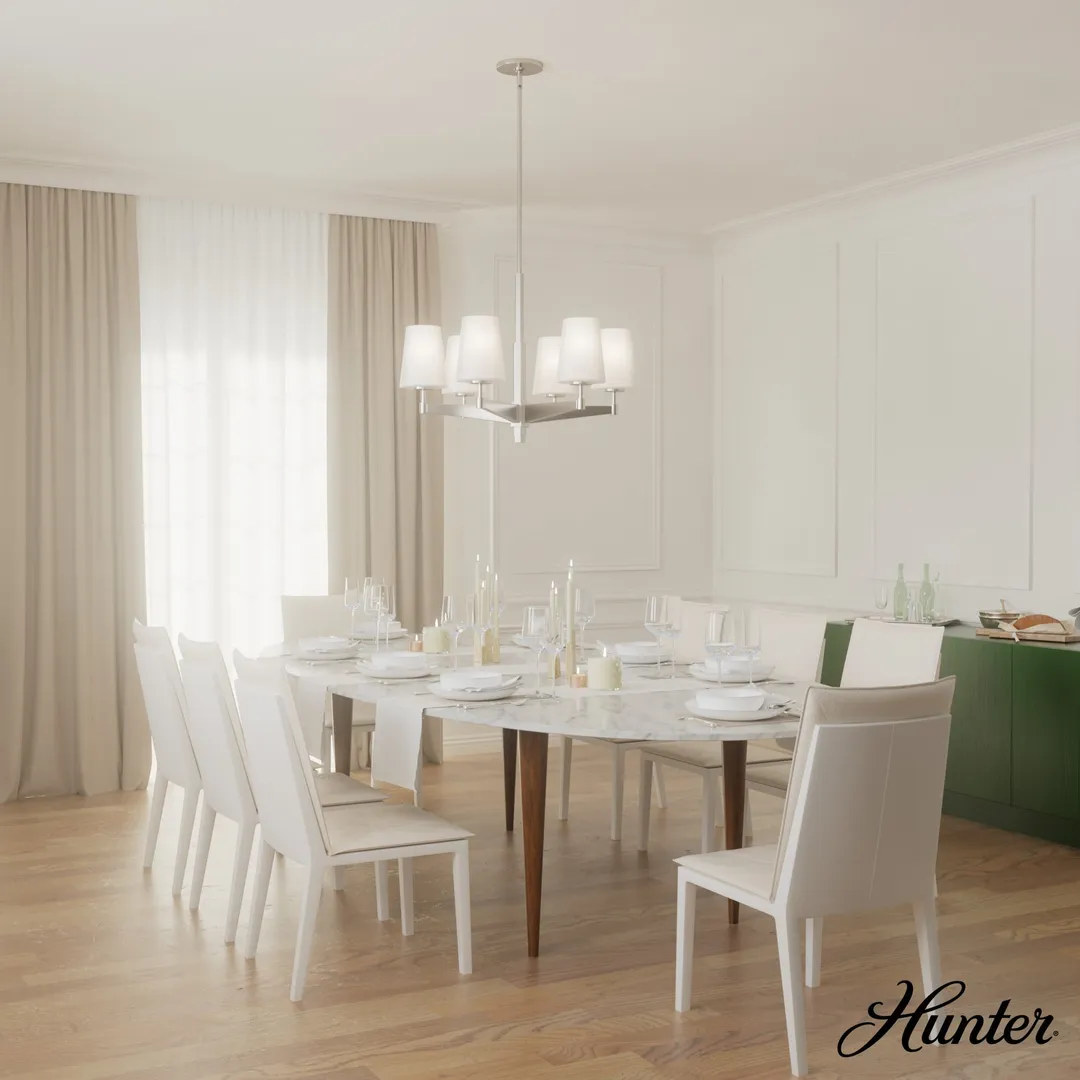 Hunter Nolita 6-Light Brushed Nickel Modern/Contemporary Led Chandelier, photo 3 of 9