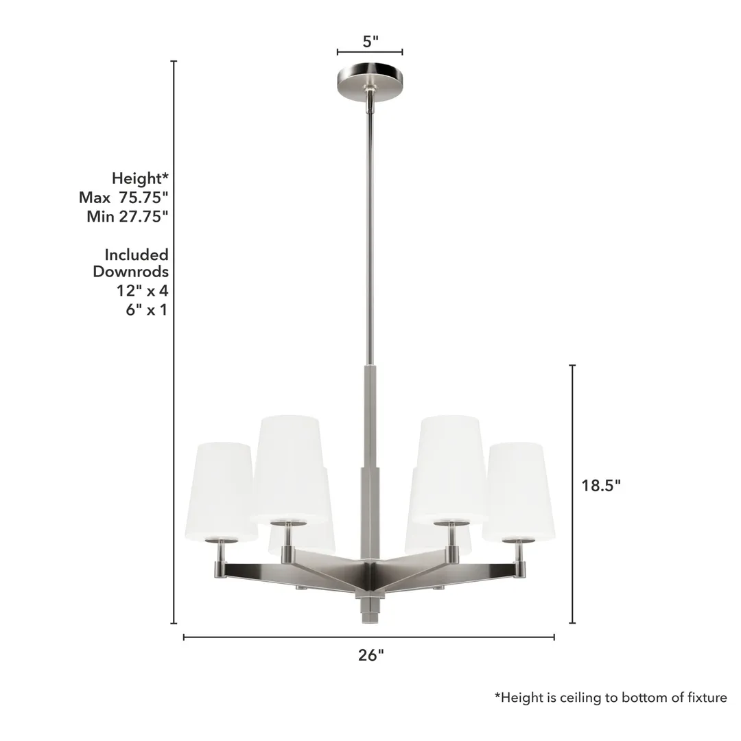 Hunter Nolita 6-Light Brushed Nickel Modern/Contemporary Led Chandelier, photo 4 of 9