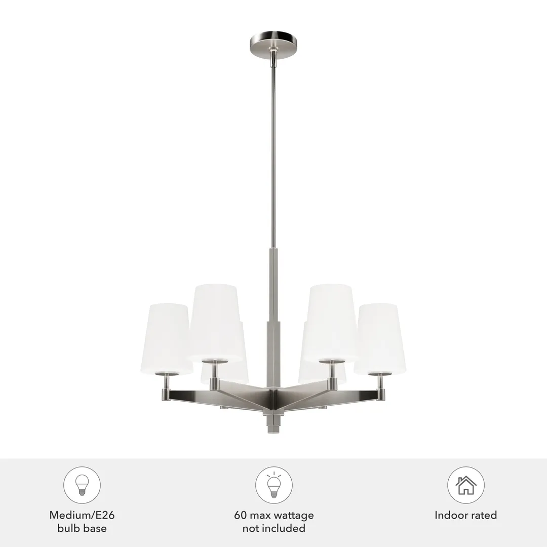 Hunter Nolita 6-Light Brushed Nickel Modern/Contemporary Led Chandelier, photo 5 of 9