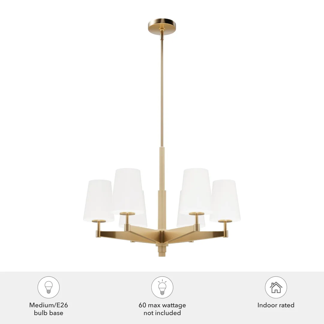 Hunter Nolita 6-Light Satin Gold Modern/Contemporary Led Chandelier, photo 5 of 9