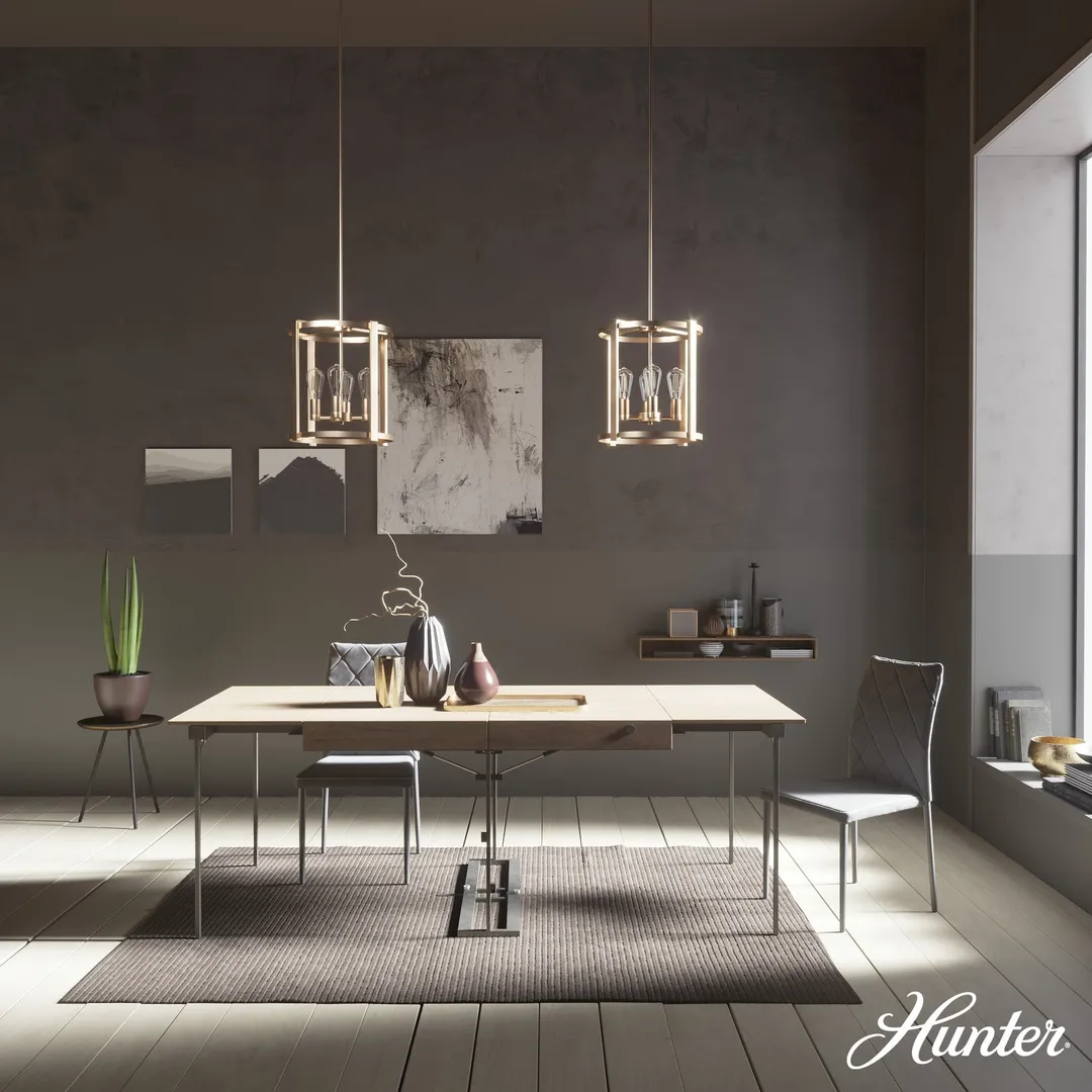 Hunter Astwood 4-Light Matte Gold Modern/Contemporary Led Bare Bulb Chandelier, photo 3 of 10