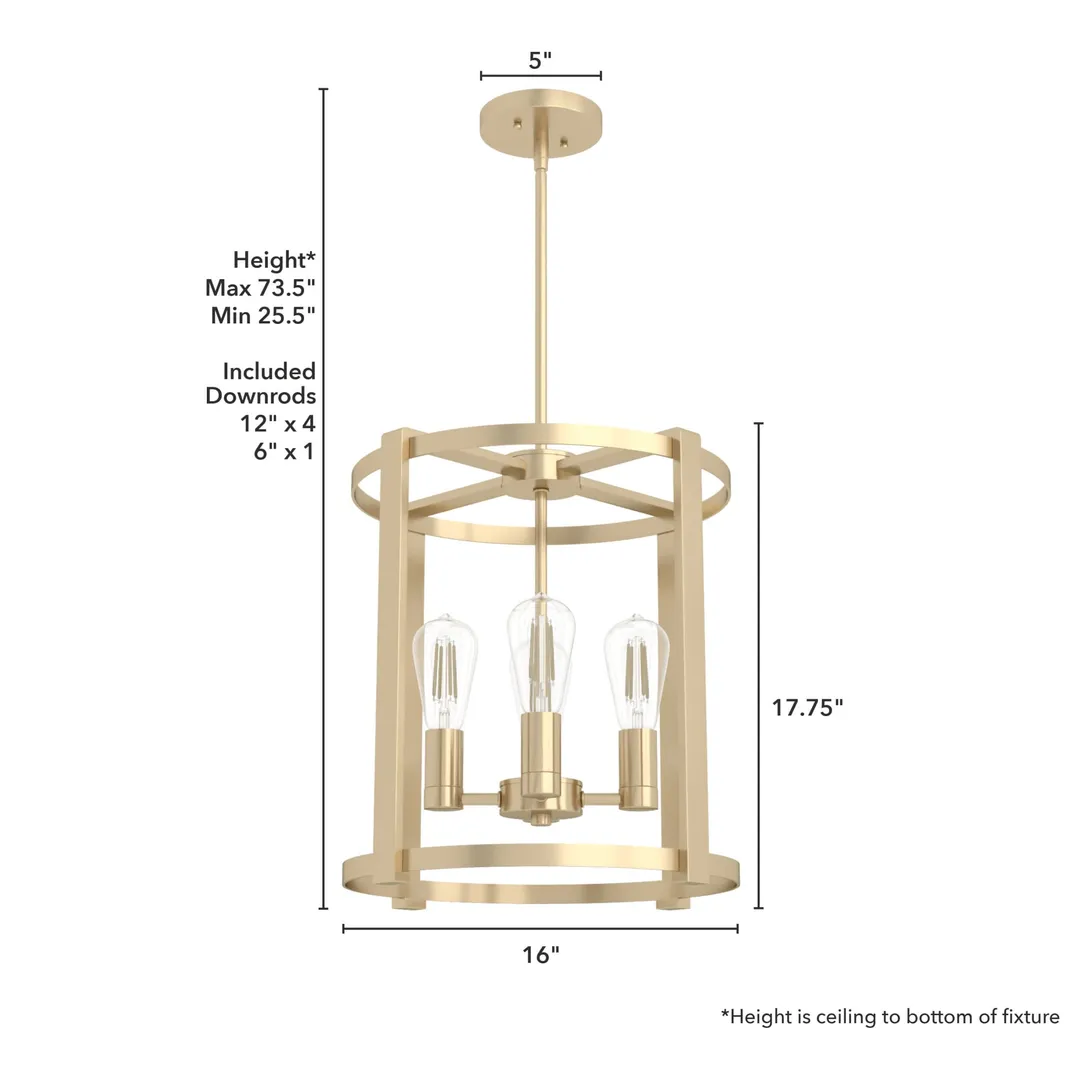Hunter Astwood 4-Light Matte Gold Modern/Contemporary Led Bare Bulb Chandelier, photo 4 of 10