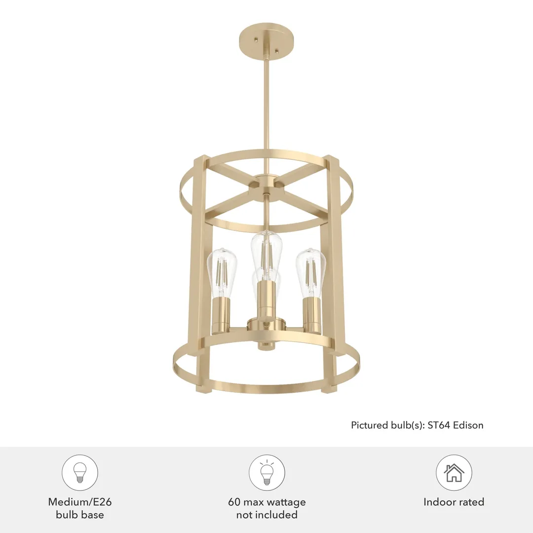 Hunter Astwood 4-Light Matte Gold Modern/Contemporary Led Bare Bulb Chandelier, photo 5 of 10