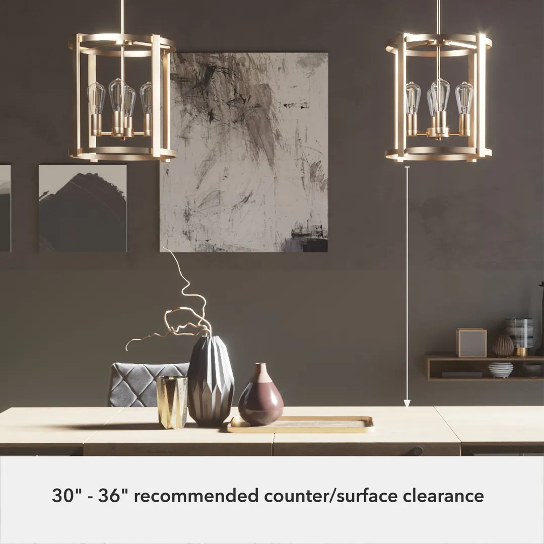 Hunter Astwood 4-Light Matte Gold Modern/Contemporary Led Bare Bulb Chandelier, photo 6 of 10