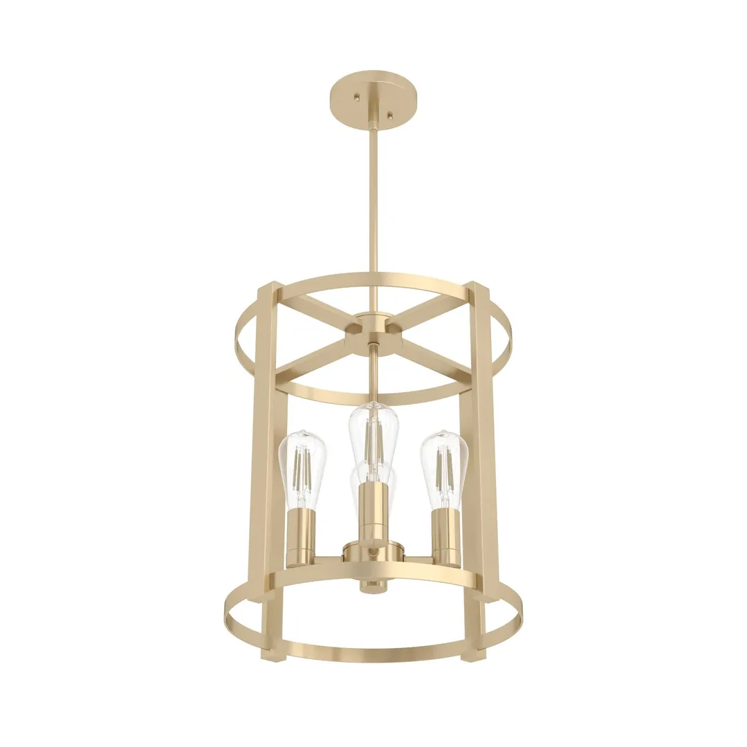 Hunter Astwood 4-Light Matte Gold Modern/Contemporary Led Bare Bulb Chandelier, photo 8 of 10
