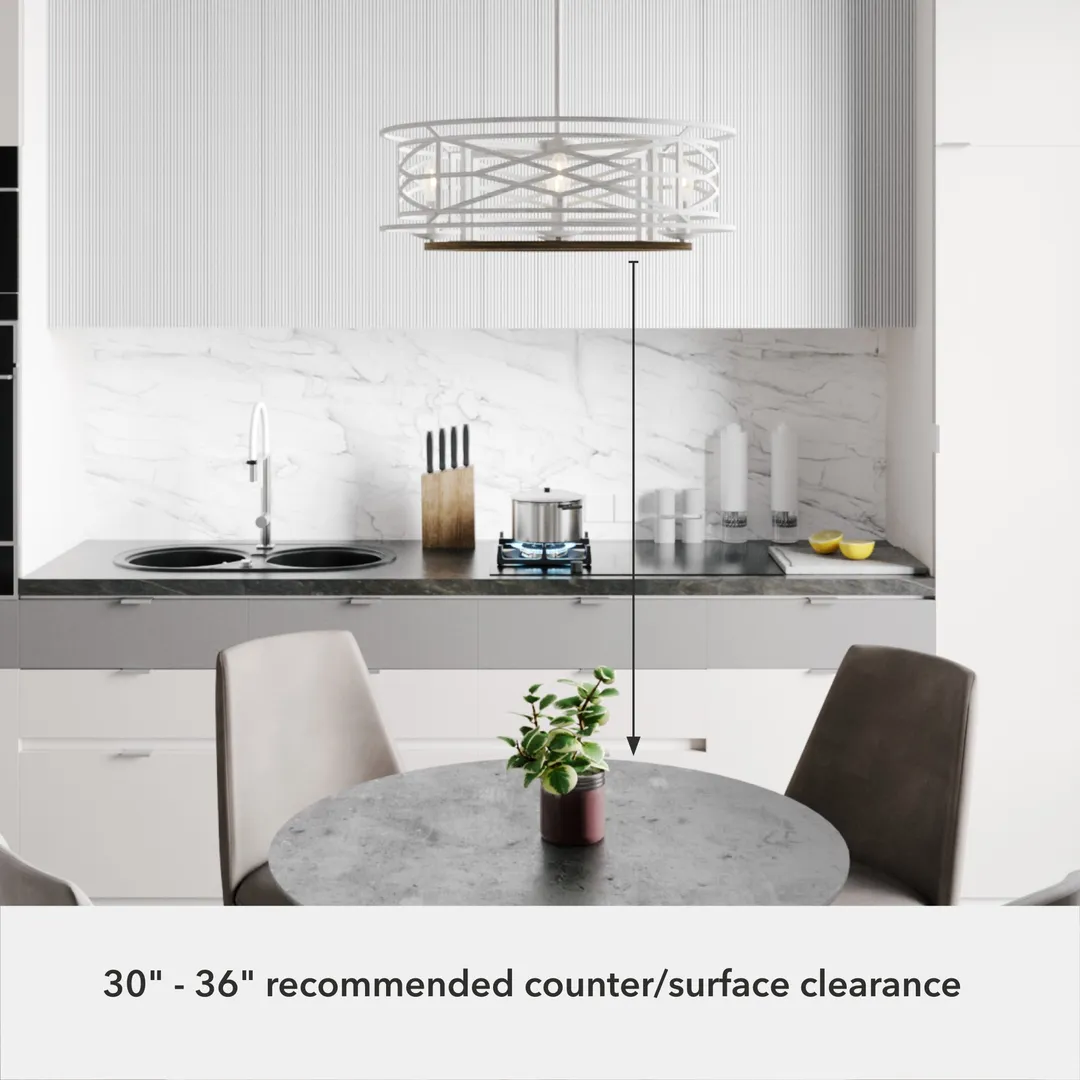 Hunter Langwood 4-Light Matte White Transitional Led Bare Bulb Chandelier, photo 6 of 8