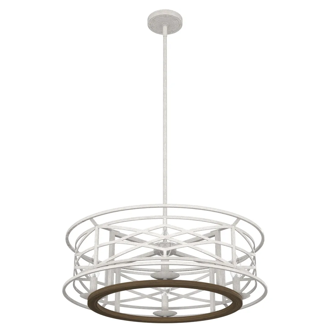 Hunter Langwood 4-Light Matte White Transitional Led Bare Bulb Chandelier, photo 8 of 8