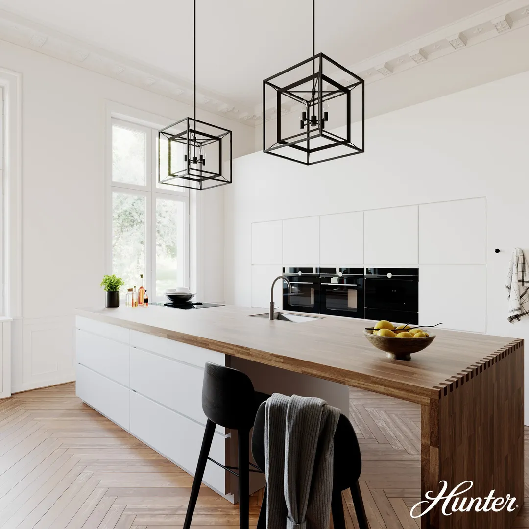 Hunter Doherty 4-Light Matte Black Modern/Contemporary Led Bare Bulb Chandelier, photo 3 of 9