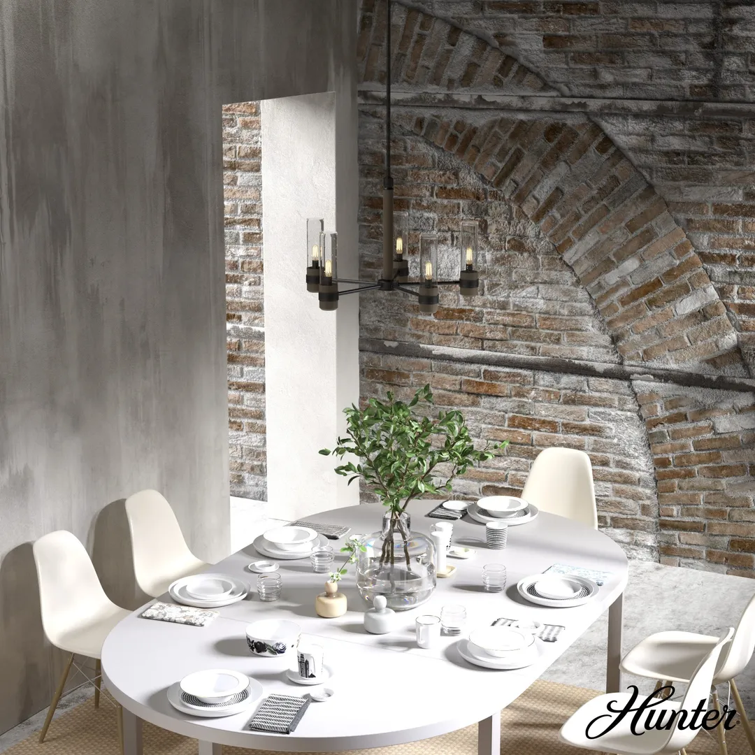 Hunter River Mill 5-Light Matte Black Rustic Led Bare Bulb Chandelier, photo 3 of 8