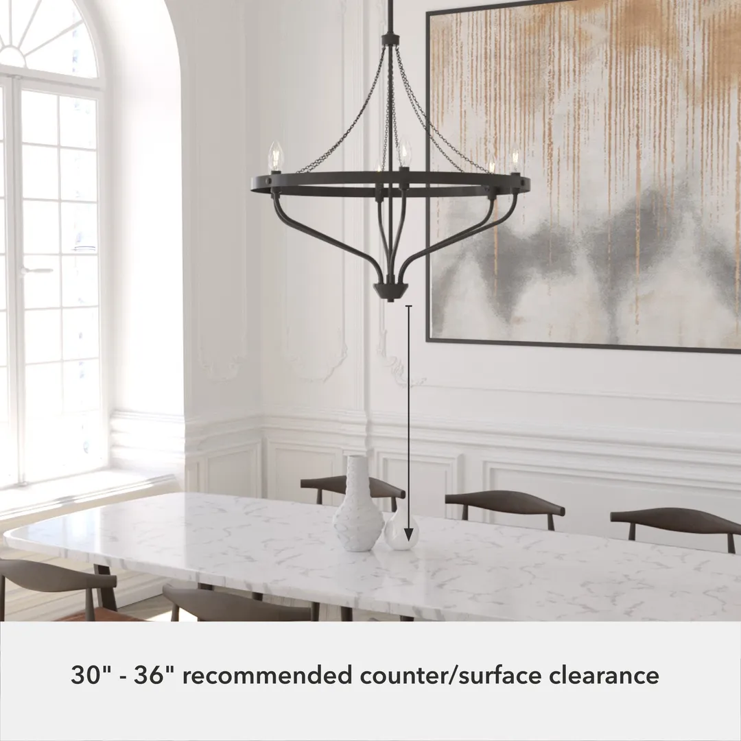 Hunter Merlin 6-Light Satin Bronze Industrial Led Chandelier, photo 6 of 9