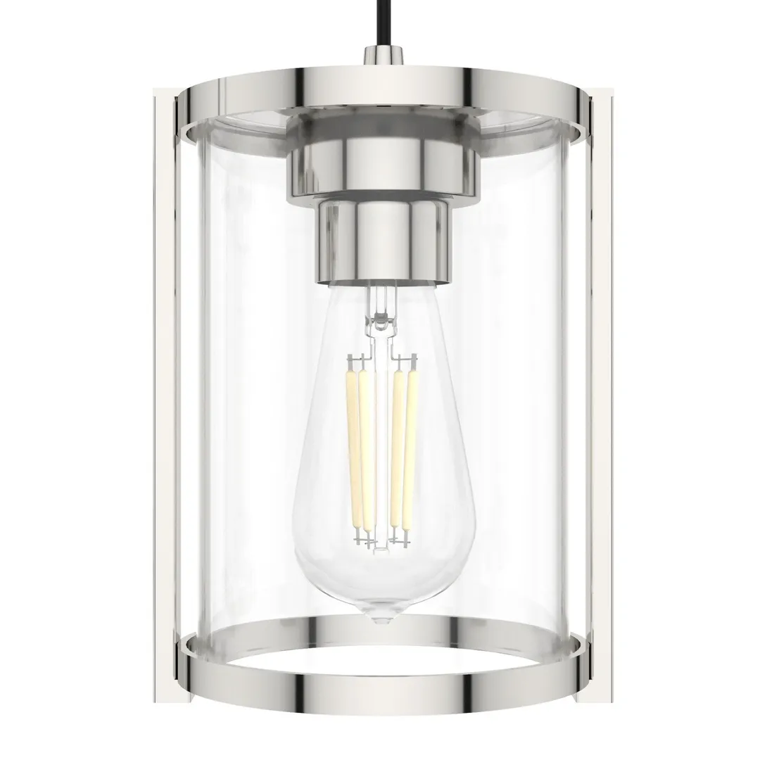 Hunter Astwood 3-Light Polished Nickel Modern/Contemporary Clear Glass Linear LED Large Hanging Chandelier, photo 7 of 8