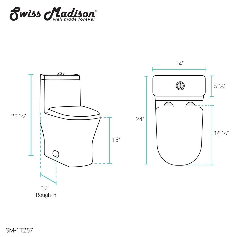 Sublime II 1-Piece 0.8/1.28 GPF Dual Flush Elongated Toilet in White, photo 13 of 13