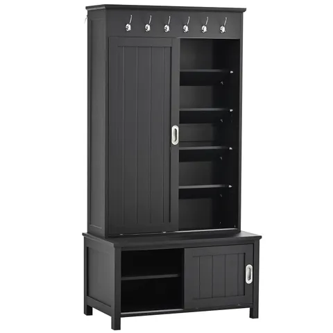Craftsman 35.4-in Black Wood Hall Tree