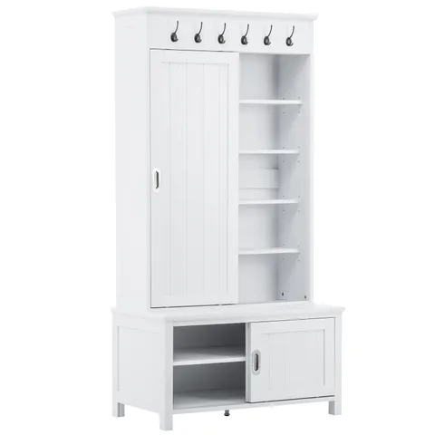 Craftsman 35.4-in White Wood Hall Tree