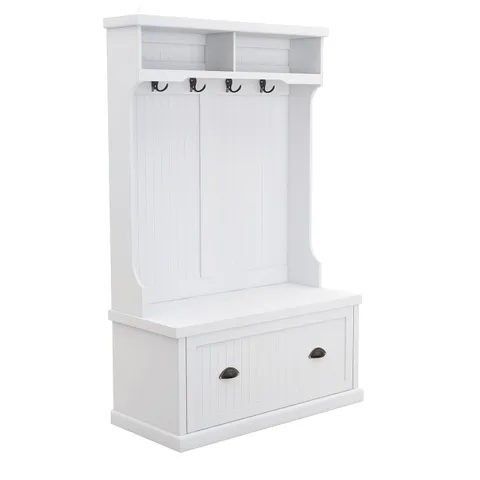 Farmhouse 40.2-in White Wood Hall Tree