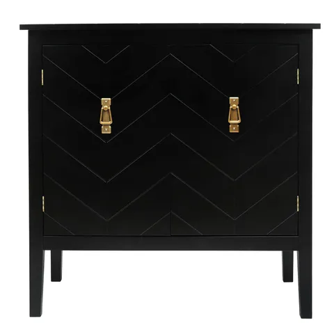 Vintage Look Black Wood Storage Cabinet with Antique Brass Metal Handle