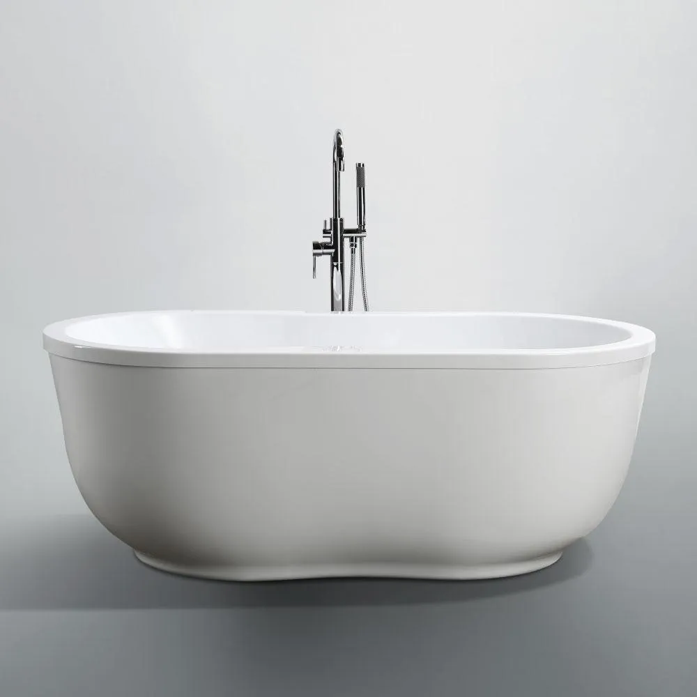 Brescia 65.04 in. Acrylic Flatbottom Non-Whirlpool Freestanding Bathtub in Glossy White, photo 2 of 4