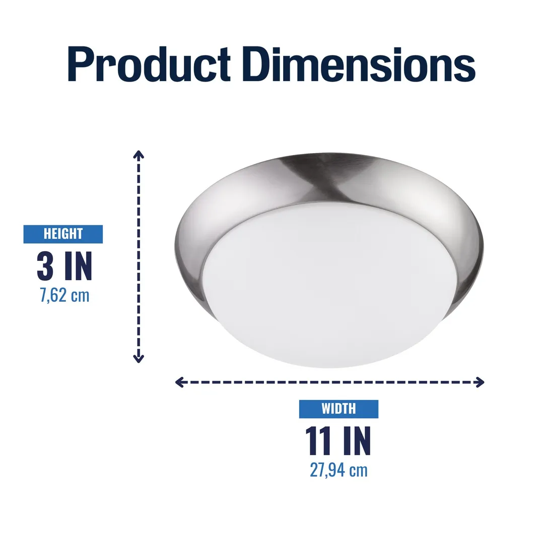 Project Source 2-Pack 11-in Brushed Nickel Integrated LED Flush Mount Ceiling Light, 3000K, 1400 Lumens, photo 11 of 11
