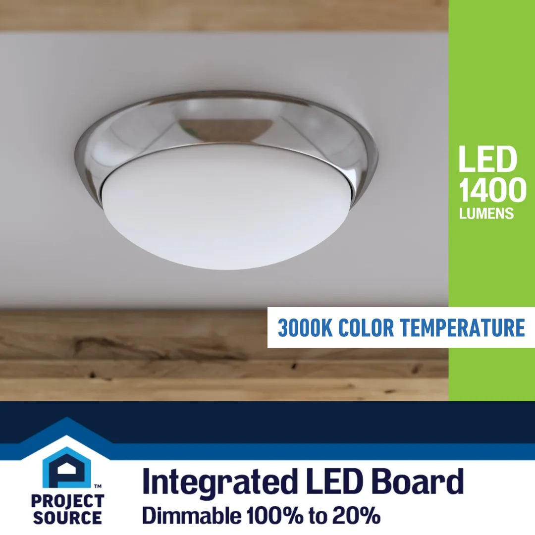 Project Source 2-Pack 11-in Brushed Nickel Integrated LED Flush Mount Ceiling Light, 3000K, 1400 Lumens, photo 10 of 11