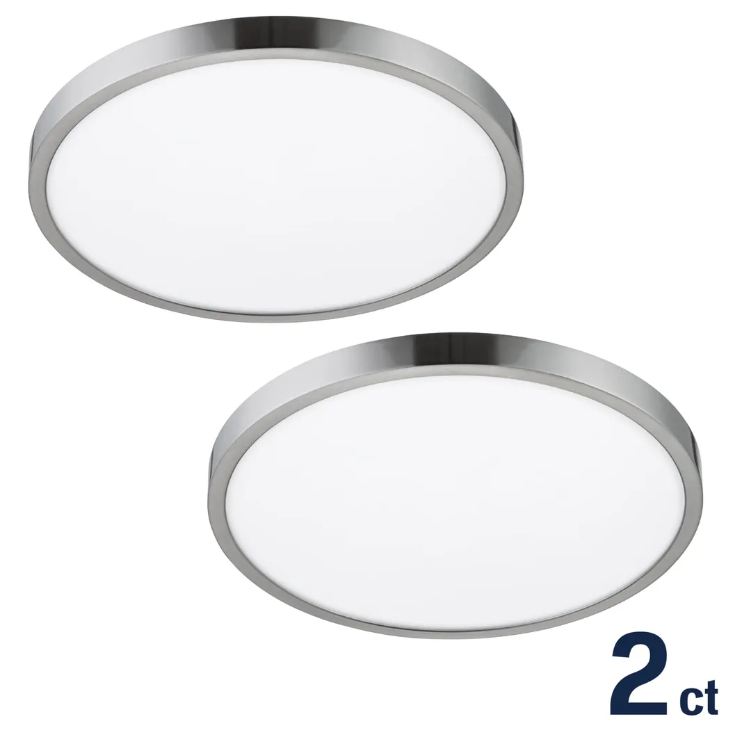 Project Source 2-Pack 14-in Brushed Nickel Transitional Integrated LED Flush Mount Light, 3000K, 1950 Lumens, Dimmable, photo 10 of 12