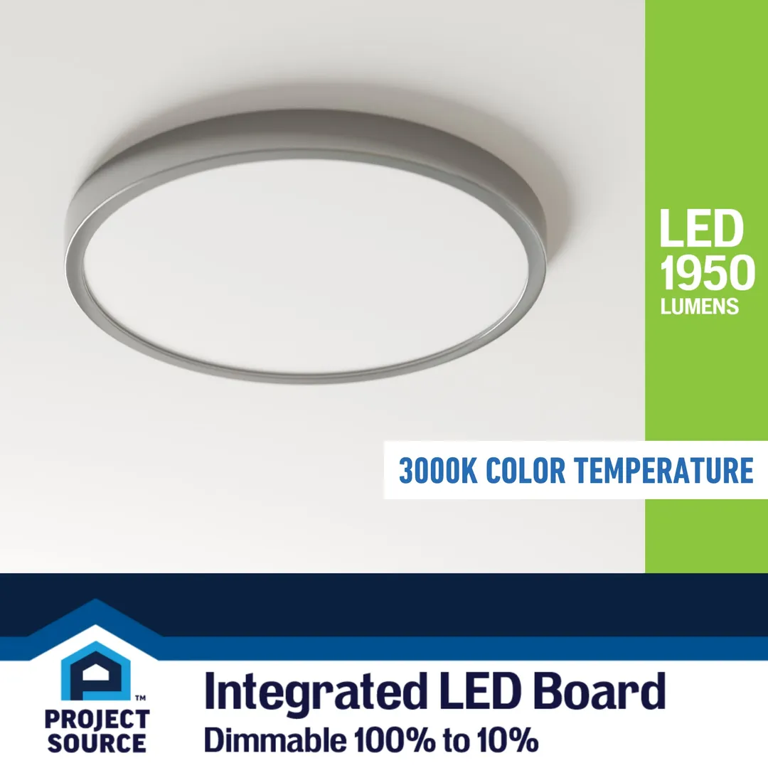 Project Source 2-Pack 14-in Brushed Nickel Transitional Integrated LED Flush Mount Light, 3000K, 1950 Lumens, Dimmable, photo 12 of 12