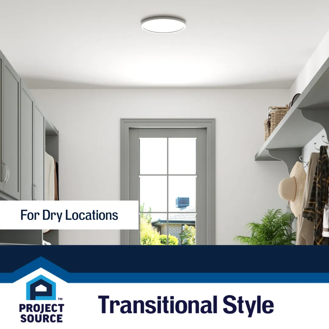 Project Source 2-Pack 14-in Brushed Nickel Transitional Integrated LED Flush Mount Light, 3000K, 1950 Lumens, Dimmable, photo 11 of 12