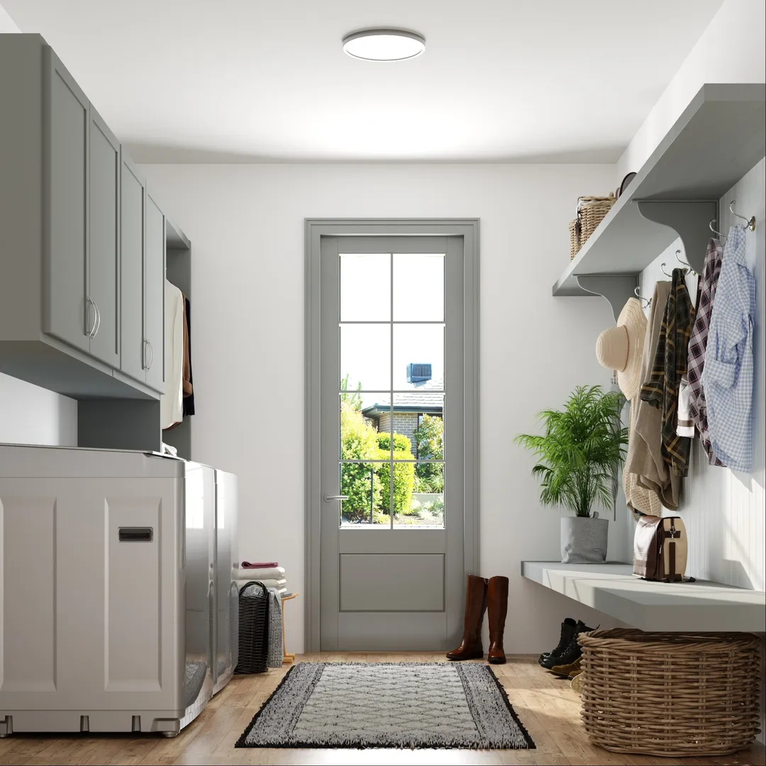 Project Source 2-Pack 14-in Brushed Nickel Transitional Integrated LED Flush Mount Light, 3000K, 1950 Lumens, Dimmable, photo 9 of 12
