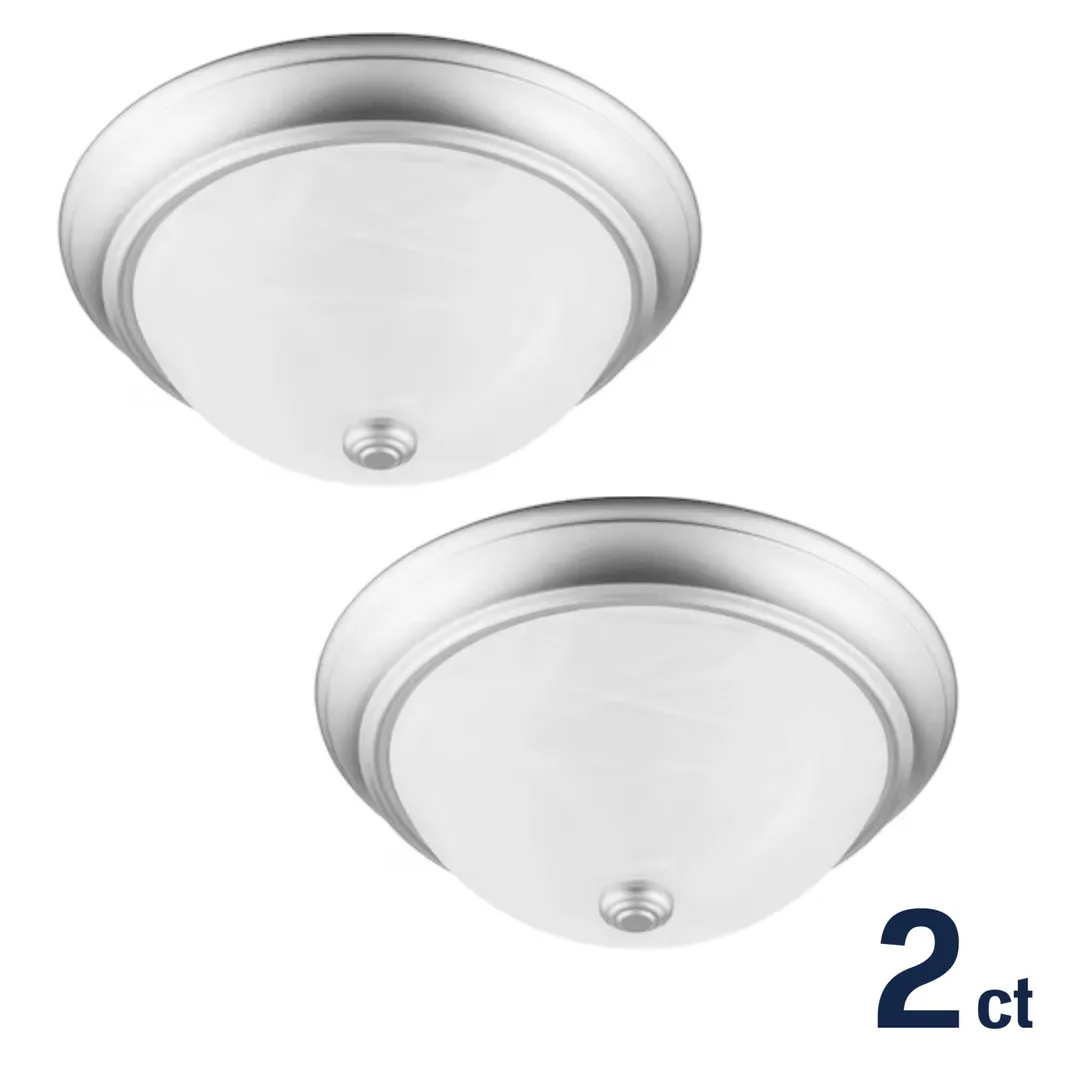 Project Source 2-Pack 13-in Satin Nickel Traditional Flush Mount Light, photo 15 of 15