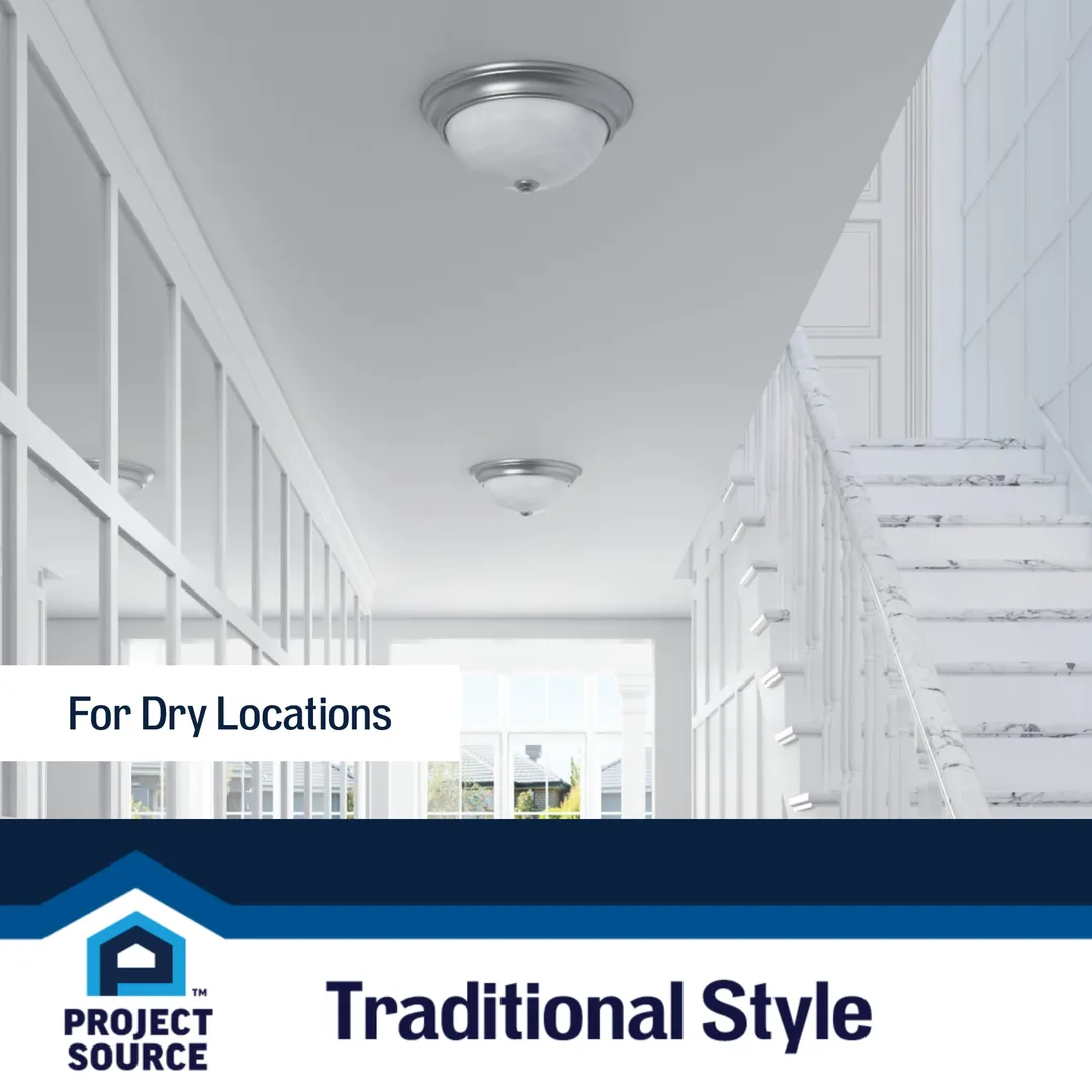 Project Source 2-Pack 13-in Satin Nickel Traditional Flush Mount Light, photo 11 of 15