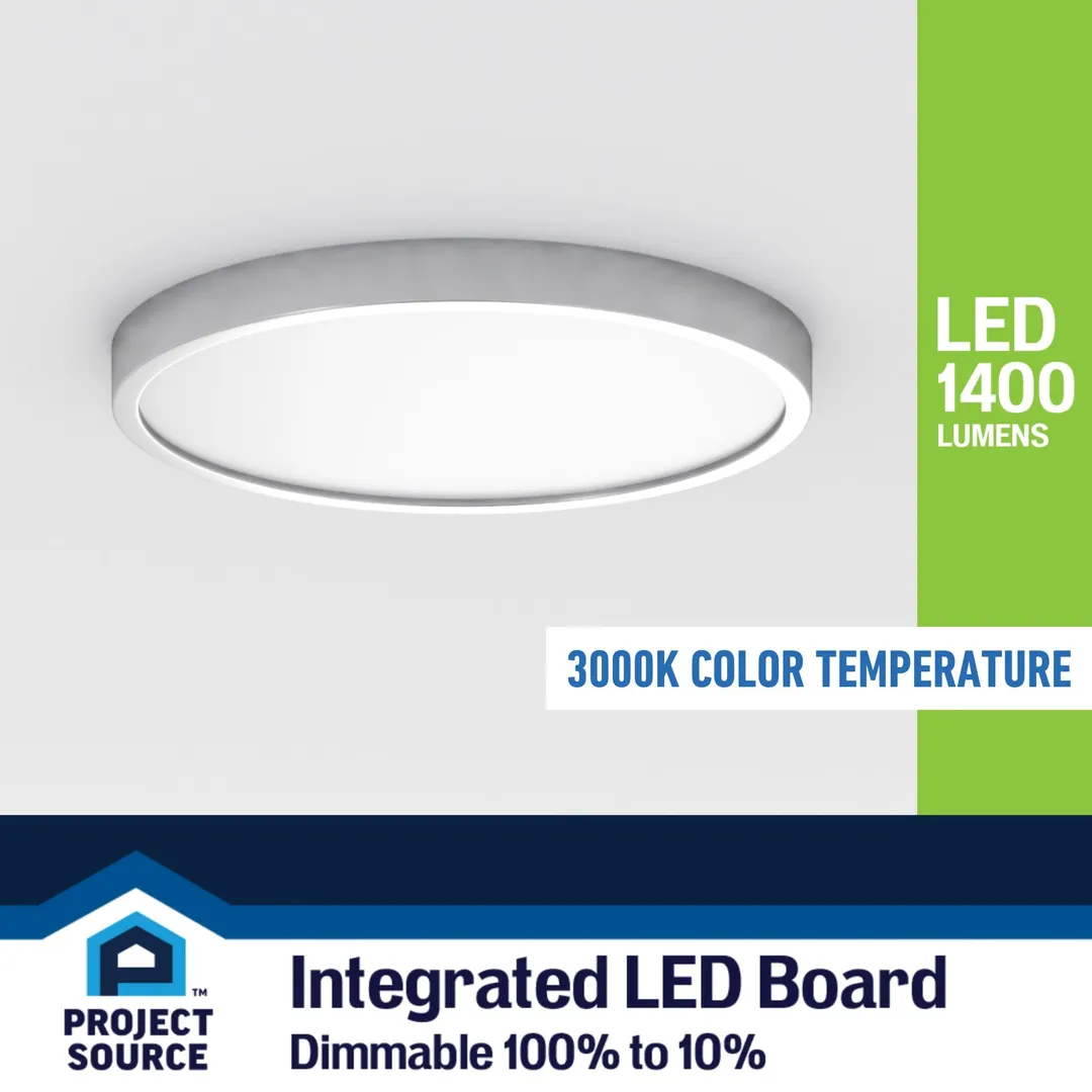 Project Source 2-Pack 12-in Brushed Nickel Transitional Integrated LED Flush Mount Light, 3000K, Dimmable, photo 10 of 12