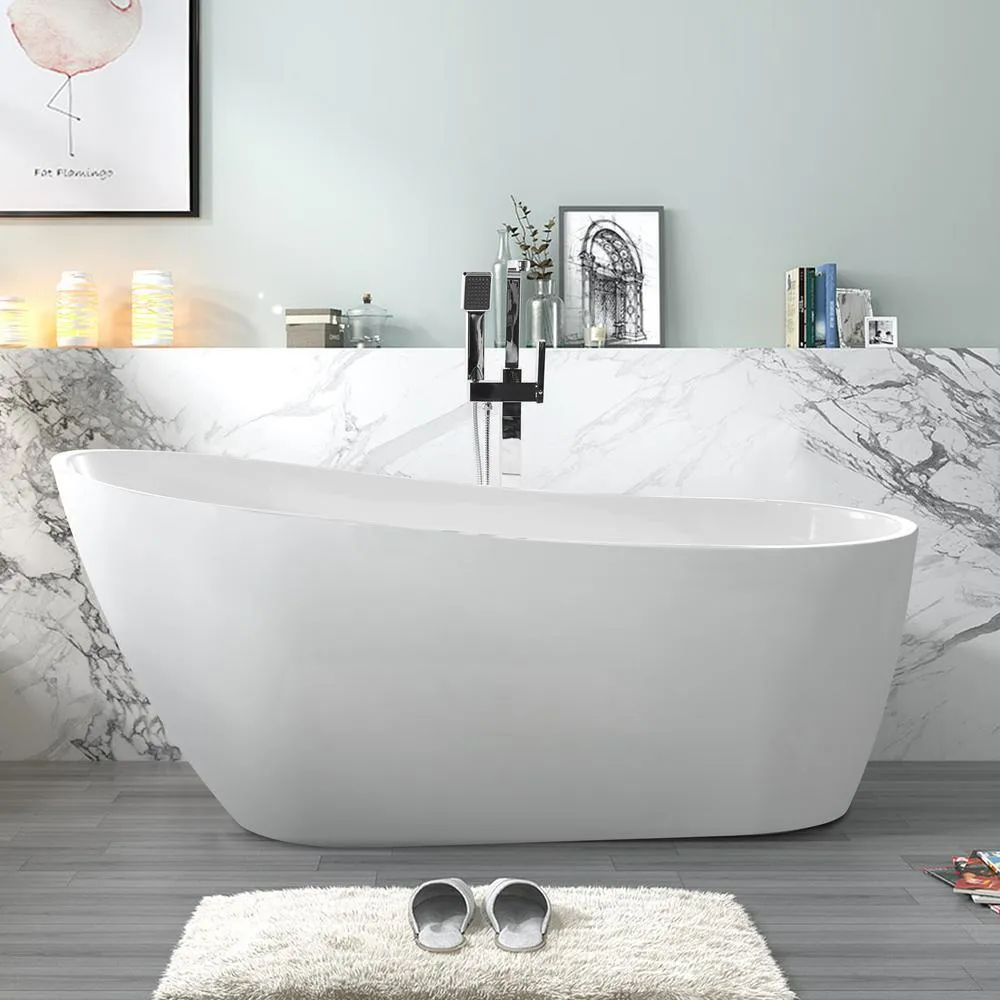 Colombes 67 in. Acrylic Flatbottom Freestanding Bathtub in White, photo 8 of 8