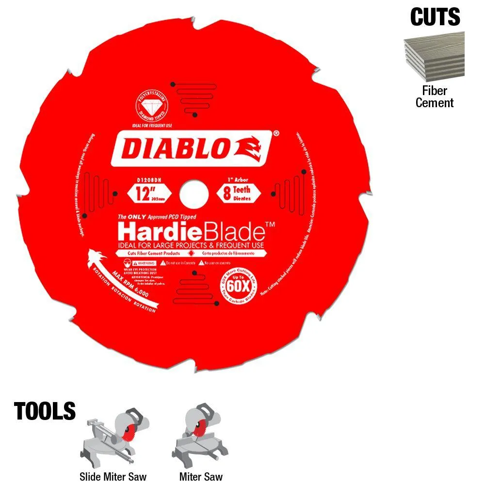 12 in. x 8-Tooth Polycrystalline Diamond (PCD) Tipped James Hardie/Fiber Cement Cutting Saw Blade, photo 13 of 17