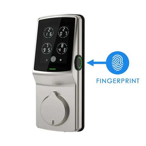Secure Plus Satin Nickel Single-Cylinder Alarmed Deadbolt Lock with Smart Keypad