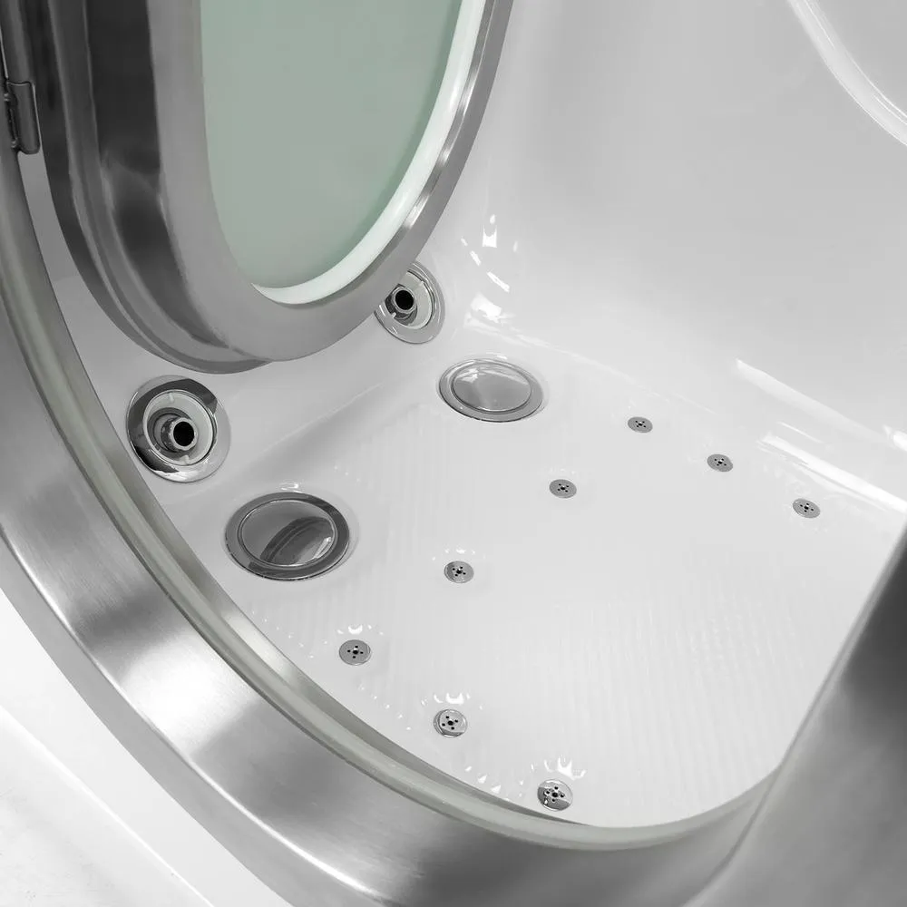 Ella Deluxe 55 in. Acrylic Walk-In Whirlpool and Air Bath Bathtub in White, Fast Fill Faucet Set, LHS 2 in. Dual Drain, photo 6 of 8