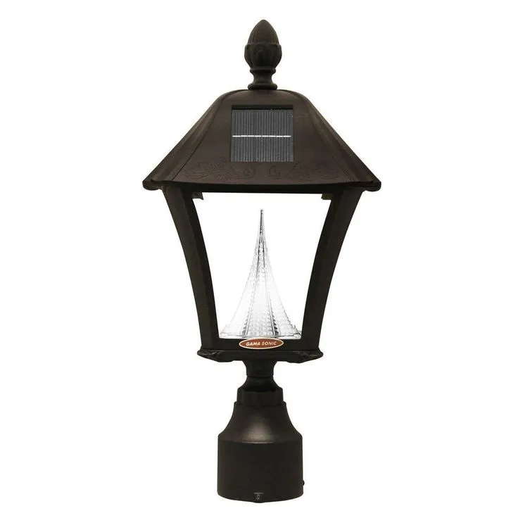 Gama Sonic Baytown Solar Black Outdoor Post/Wall Light with Bright/Warm-White LEDs, photo 2 of 6