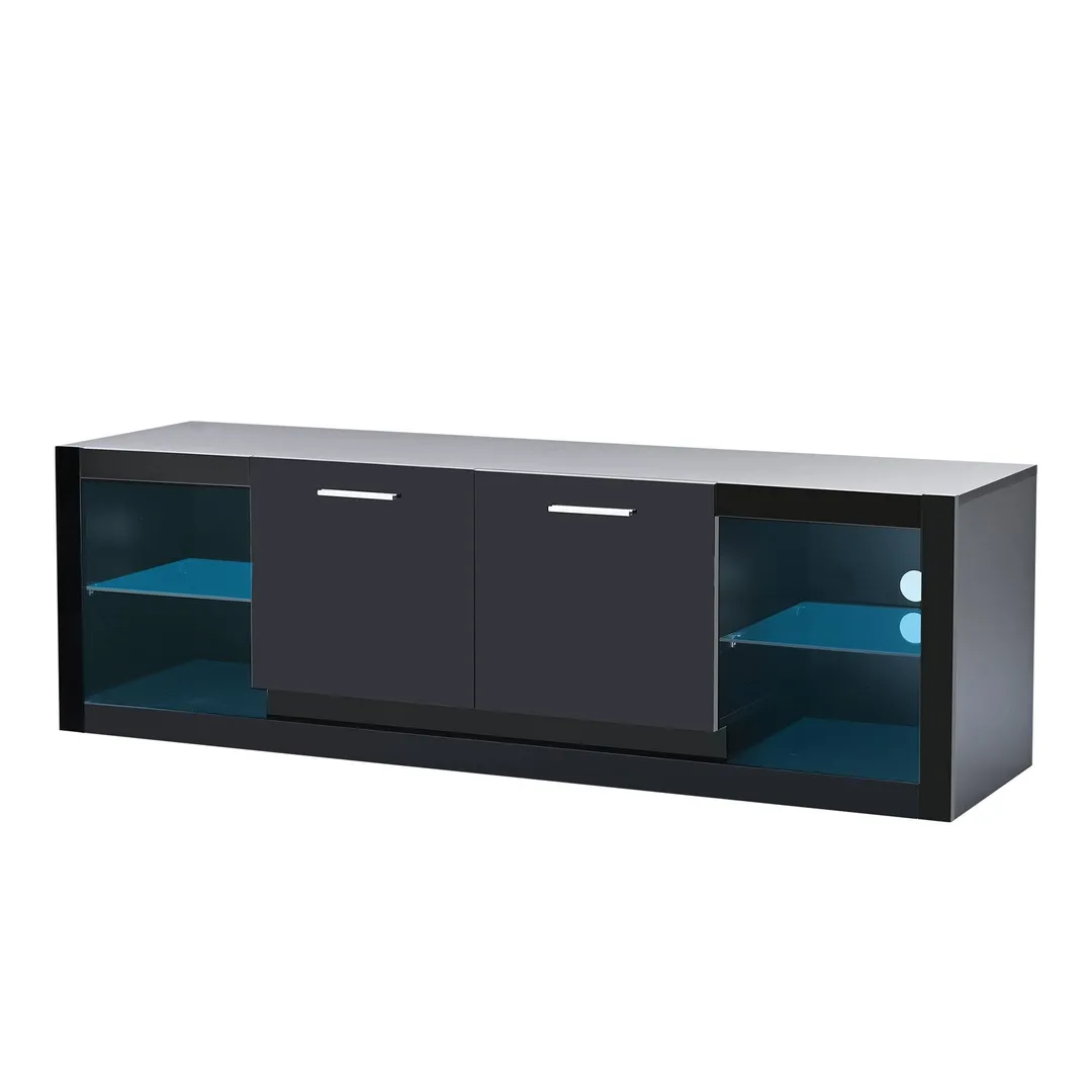 Yiekholo Modern/Contemporary Black Tv Cabinet (Accommodates TVs up to 70-in), photo 3 of 10
