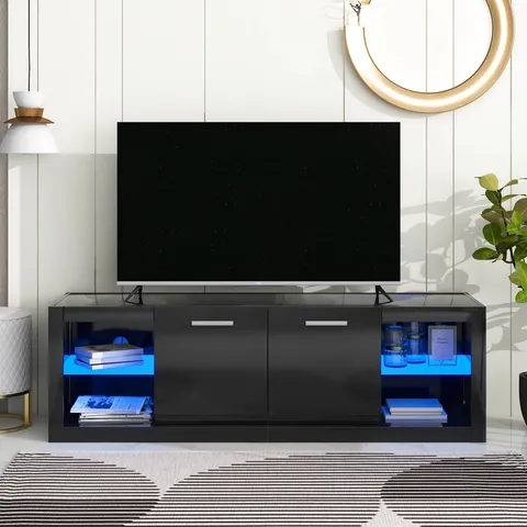 Modern/Contemporary Black Tv Cabinet (Accommodates TVs up to 70-in)
