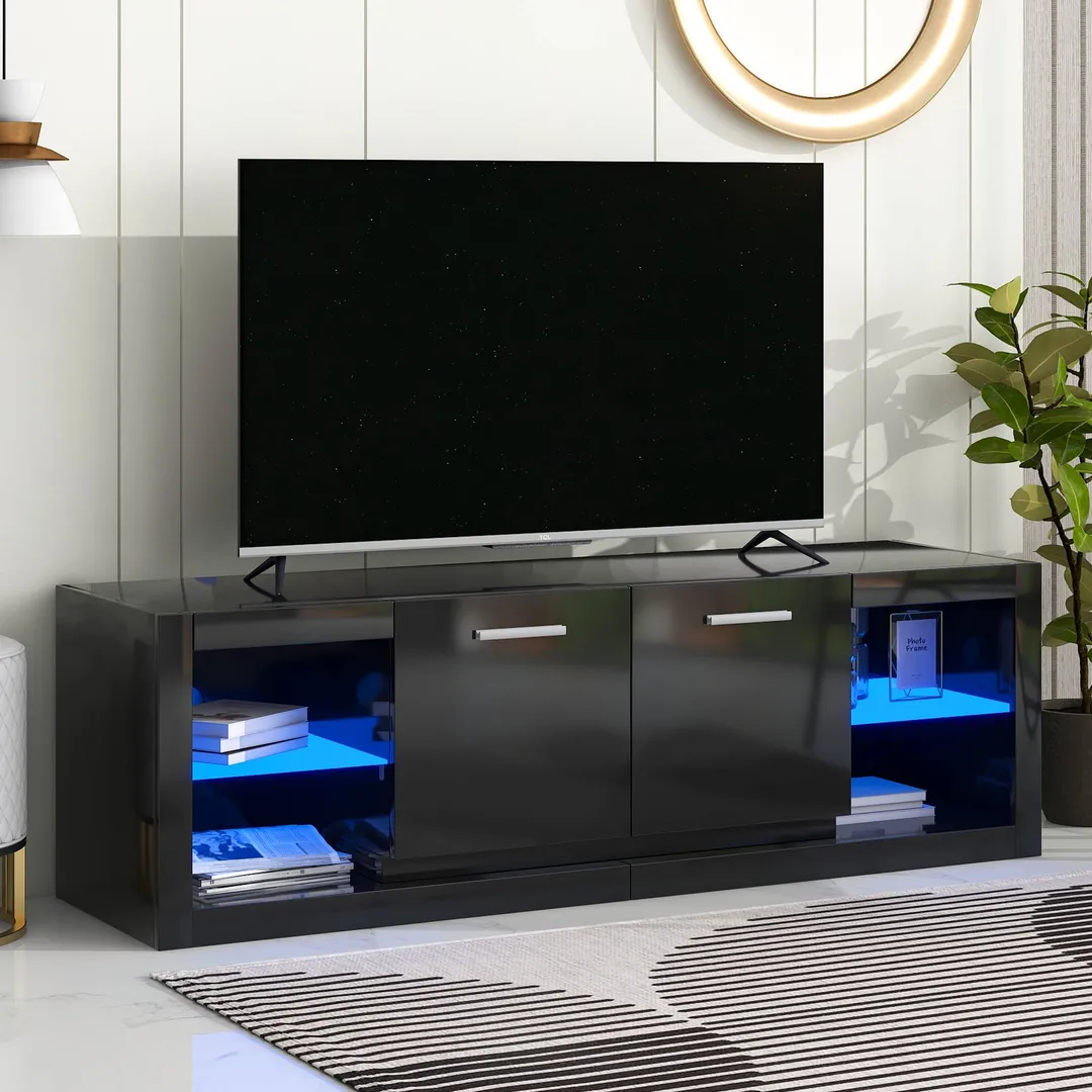 Yiekholo Modern/Contemporary Black Tv Cabinet (Accommodates TVs up to 70-in), photo 2 of 10
