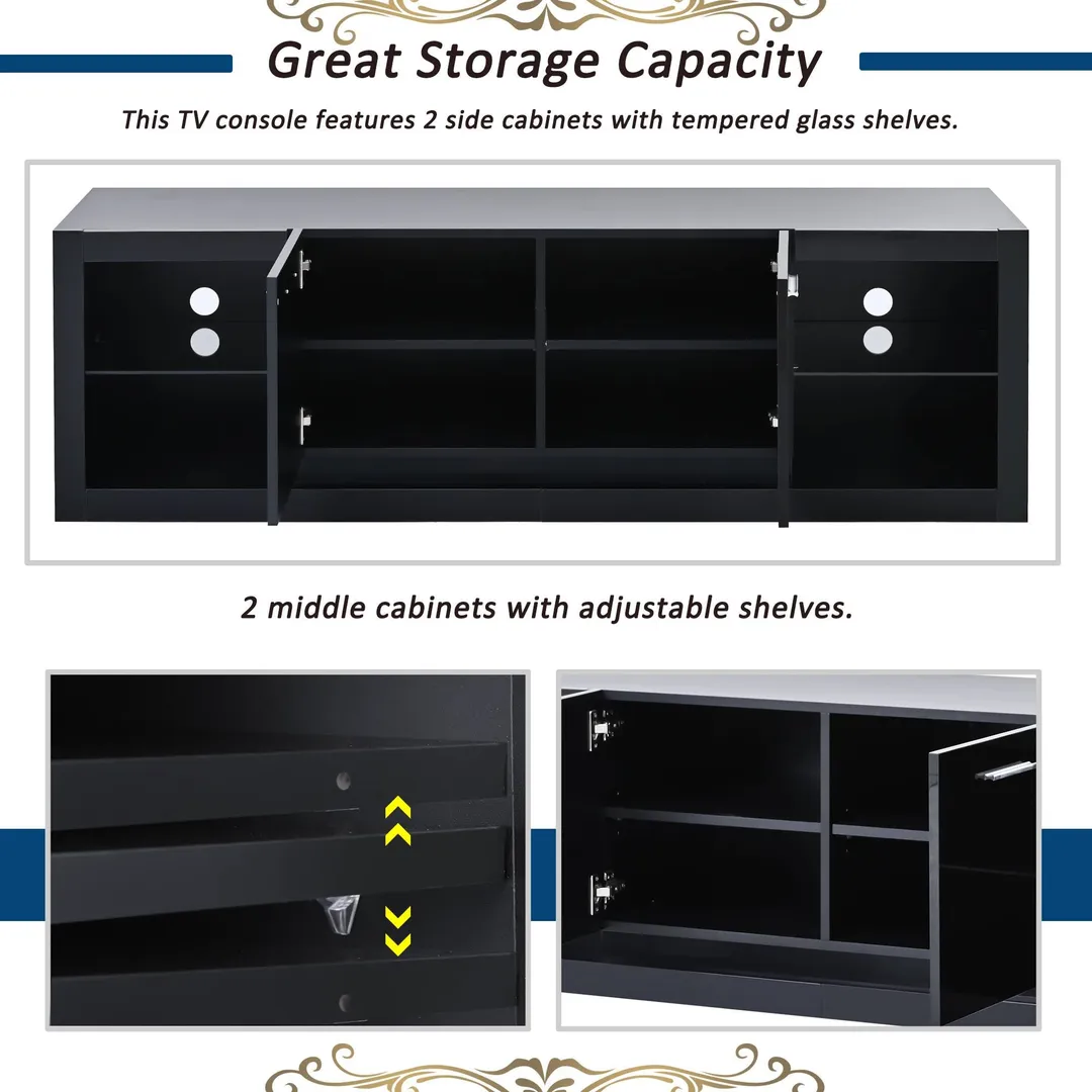 Yiekholo Modern/Contemporary Black Tv Cabinet (Accommodates TVs up to 70-in), photo 9 of 10