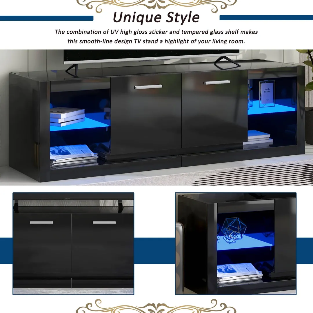 Yiekholo Modern/Contemporary Black Tv Cabinet (Accommodates TVs up to 70-in), photo 7 of 10