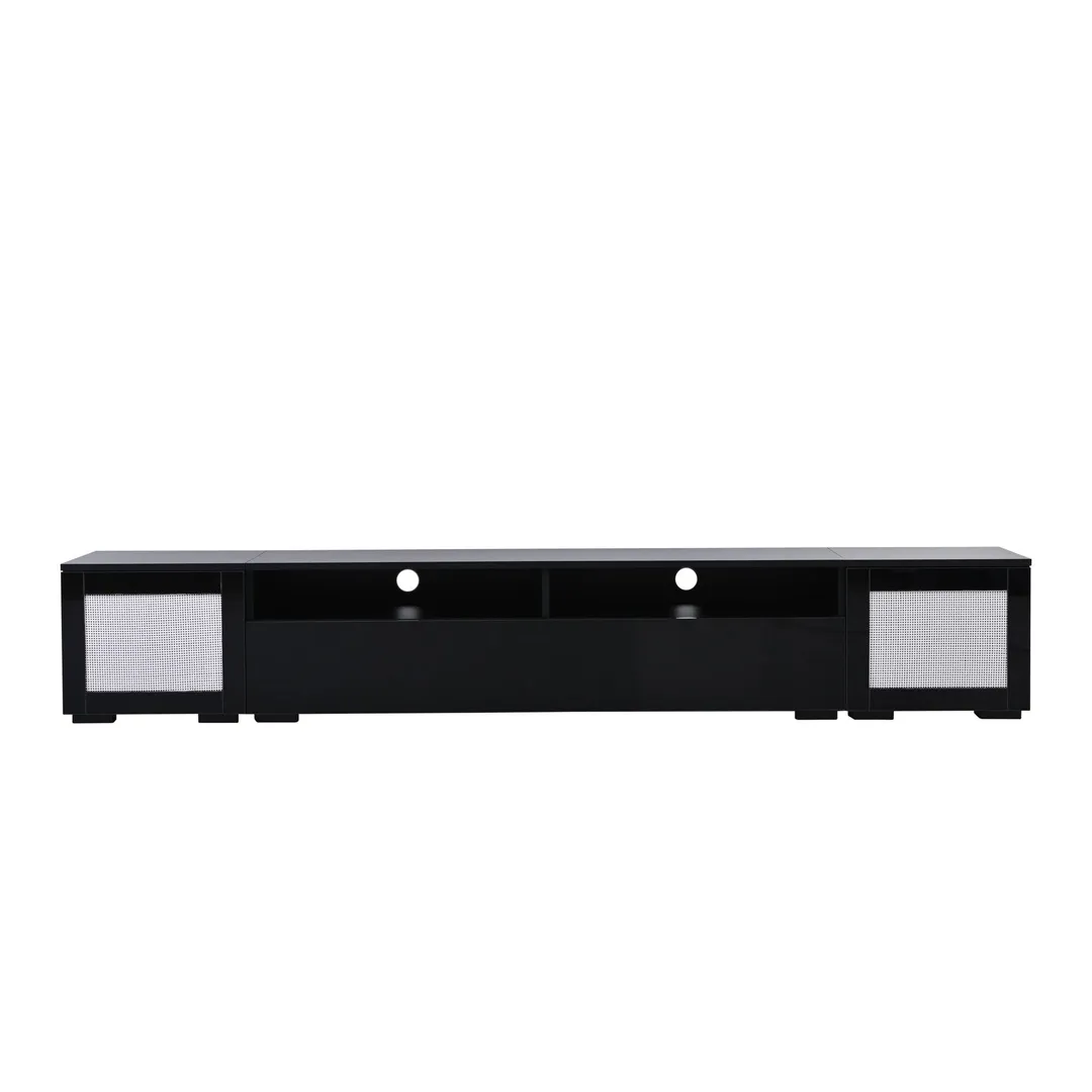 Yiekholo Modern/Contemporary Black Tv Cabinet (Accommodates TVs up to 80-in), photo 3 of 10