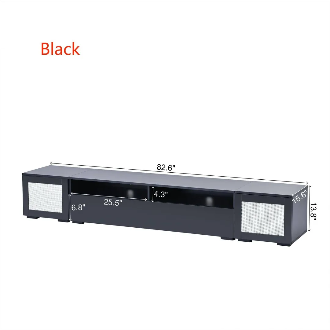 Yiekholo Modern/Contemporary Black Tv Cabinet (Accommodates TVs up to 80-in), photo 8 of 10