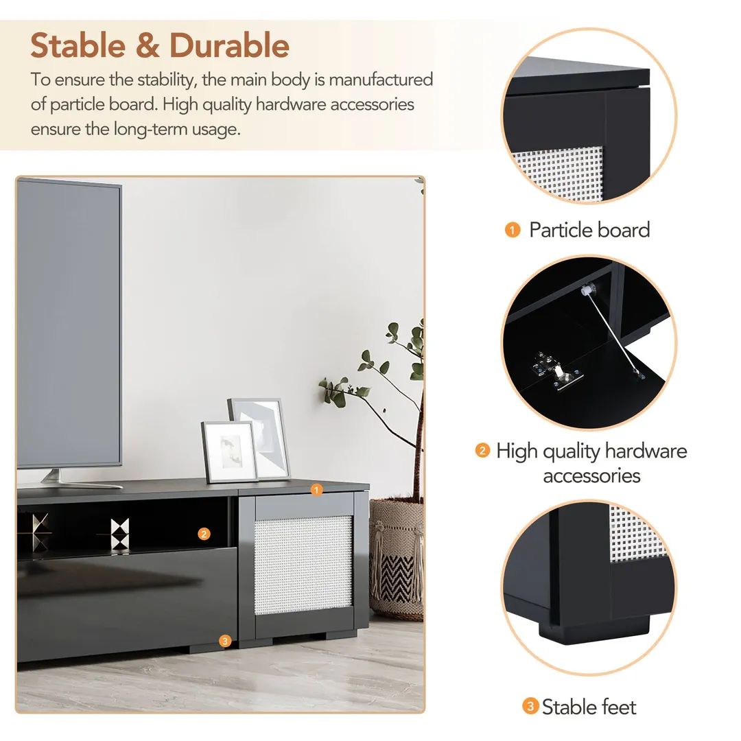 Yiekholo Modern/Contemporary Black Tv Cabinet (Accommodates TVs up to 80-in), photo 10 of 10